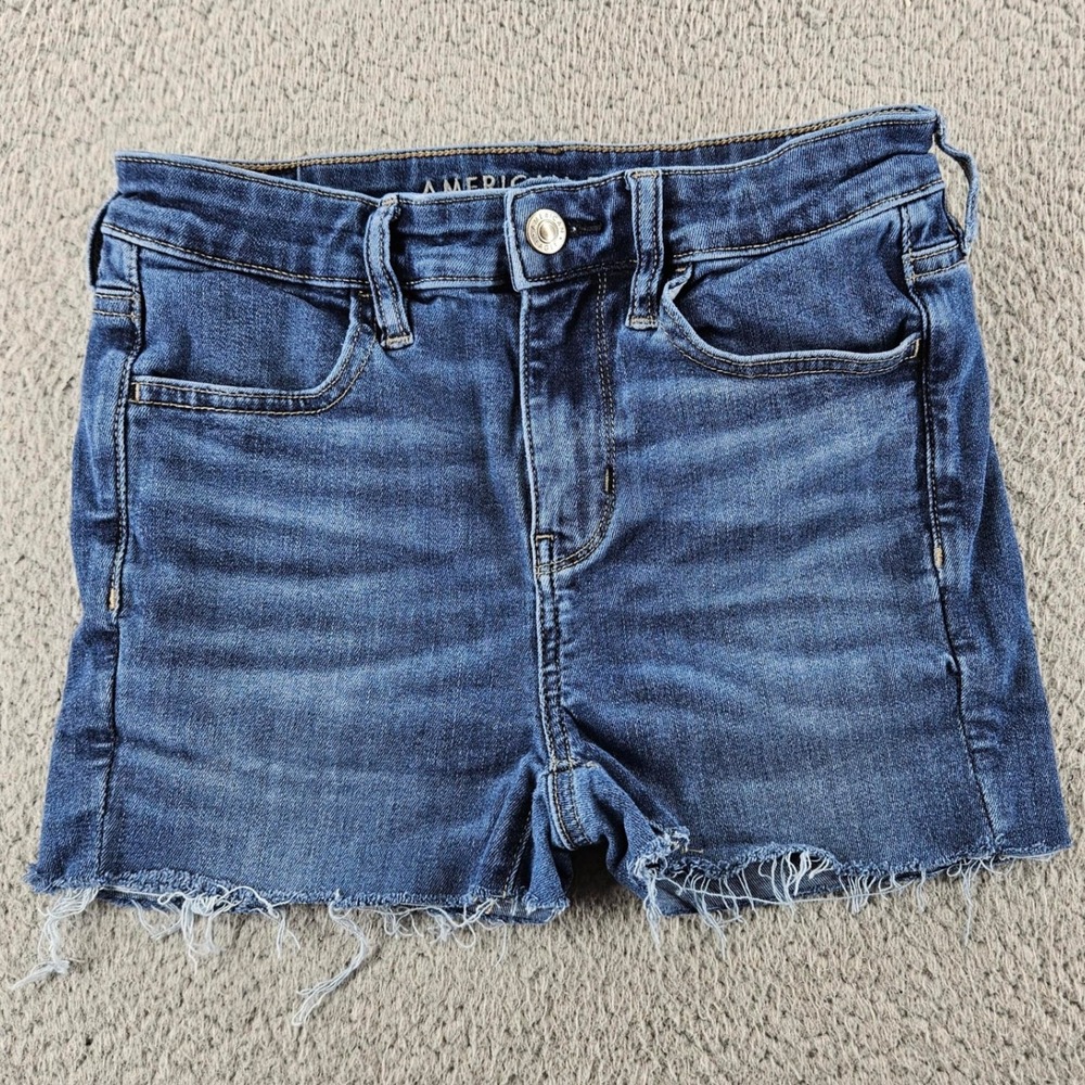 American Eagle Cut Off Jean Shorts Womens 4 Blue Stretch Denim Mid Rise Summer